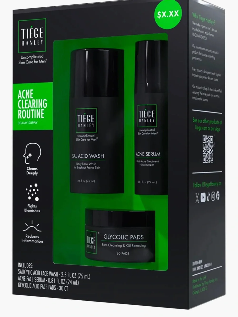 Tiege Hanley The TiegeClear™ ACNE Essentials 3-Piece Skincare Set NWT